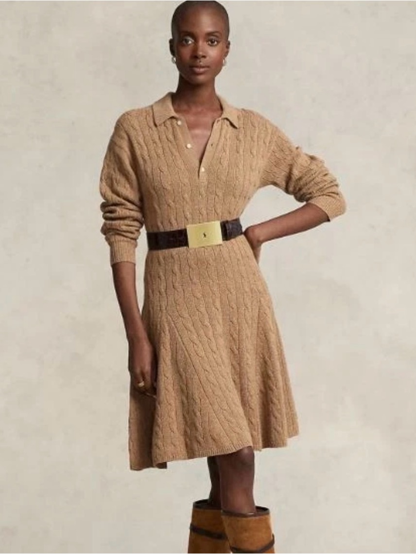 Polo Ralph Lauren Cable-Knit Wool-Cashmere Sweater Dress Size Xl Msrp $598